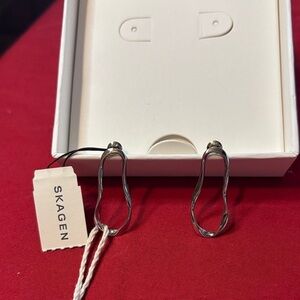 Skagen Twisted Silver Hoop Earrings